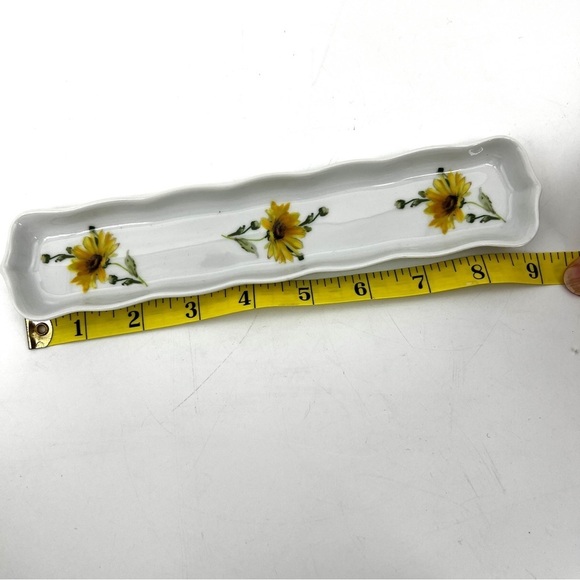 Limoges Fine Porcelain China Trinket Jewelry Pen eyeglass Floral Daisy Dish Tray - Picture 12 of 13